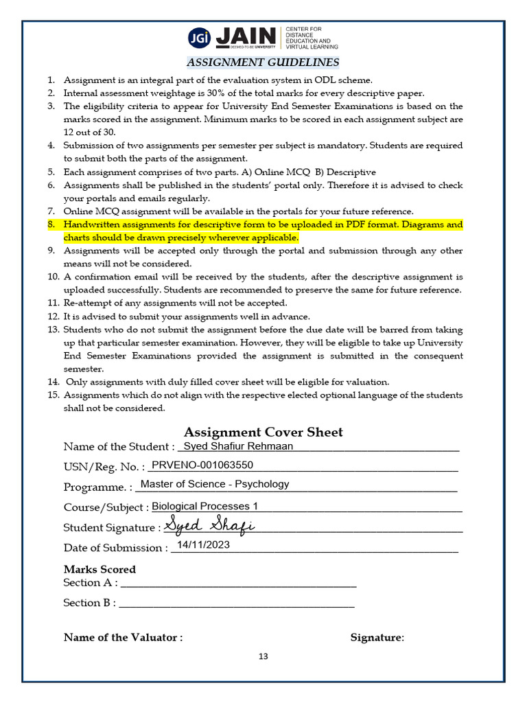 ODL Assignment Submission Guidelines | PDF