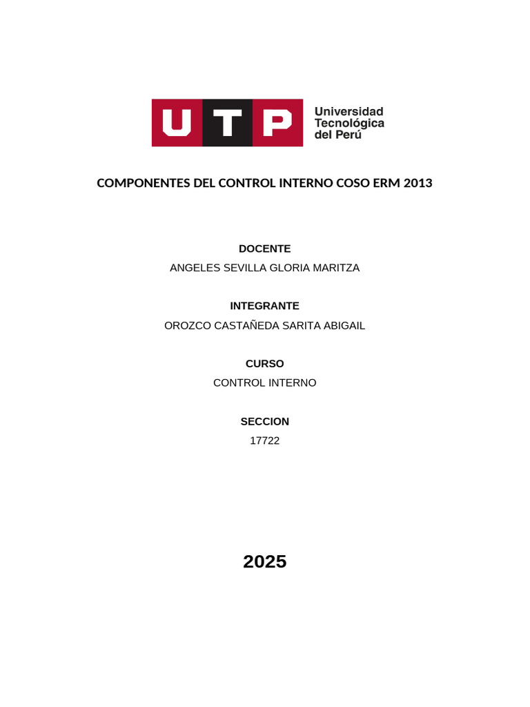 Componentes del Control Interno COSO ERM | PDF | Business | Toma de ...