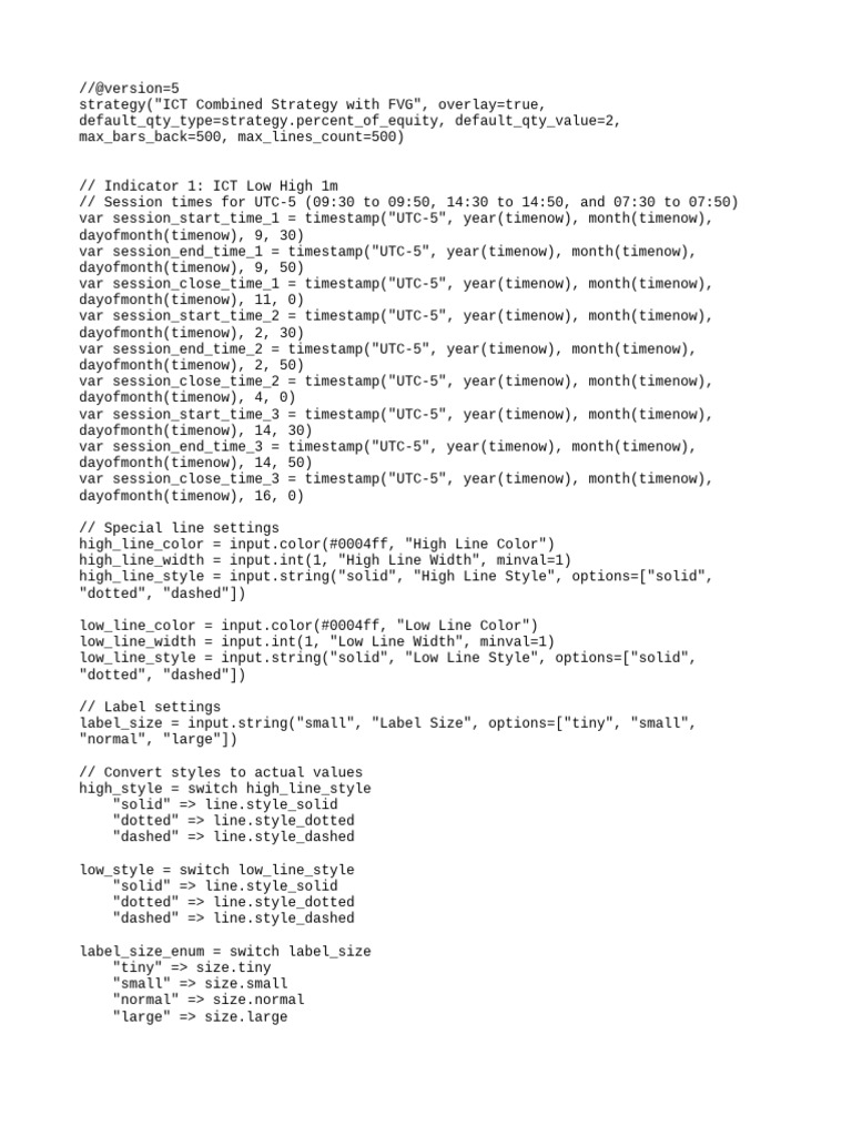 ICT Combined Trading Strategy Script | PDF | Computer Programming ...