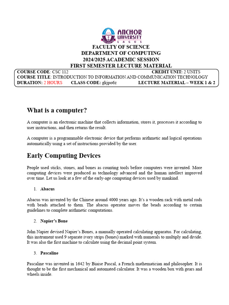 History of Computers and Early Devices | PDF | Software | Application ...