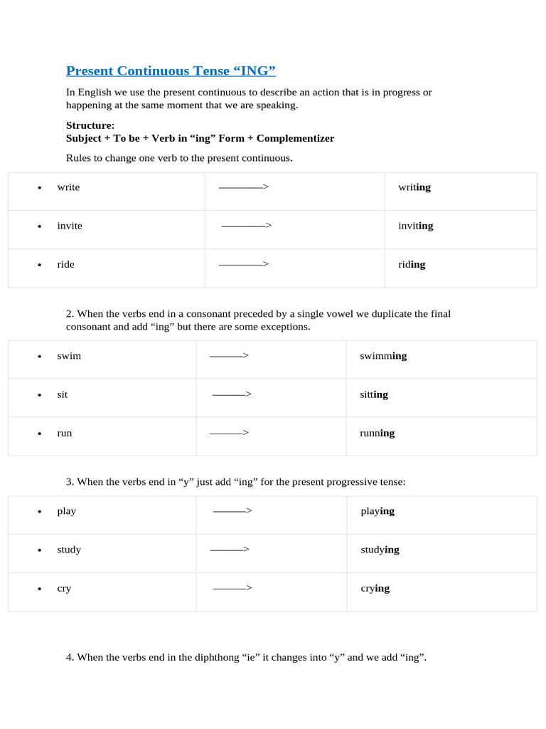 Present Continuous Tense Explained | PDF | Verb | Grammatical Tense