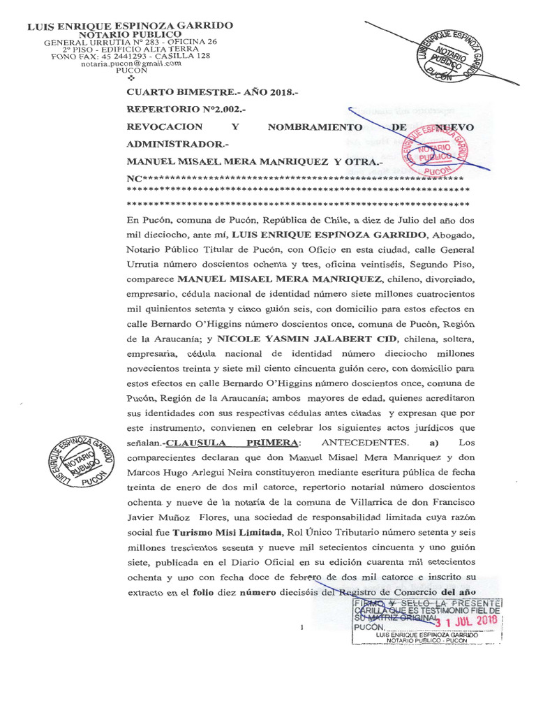 Revocación y Nombramiento de Administrador | PDF | Derecho Civil ...