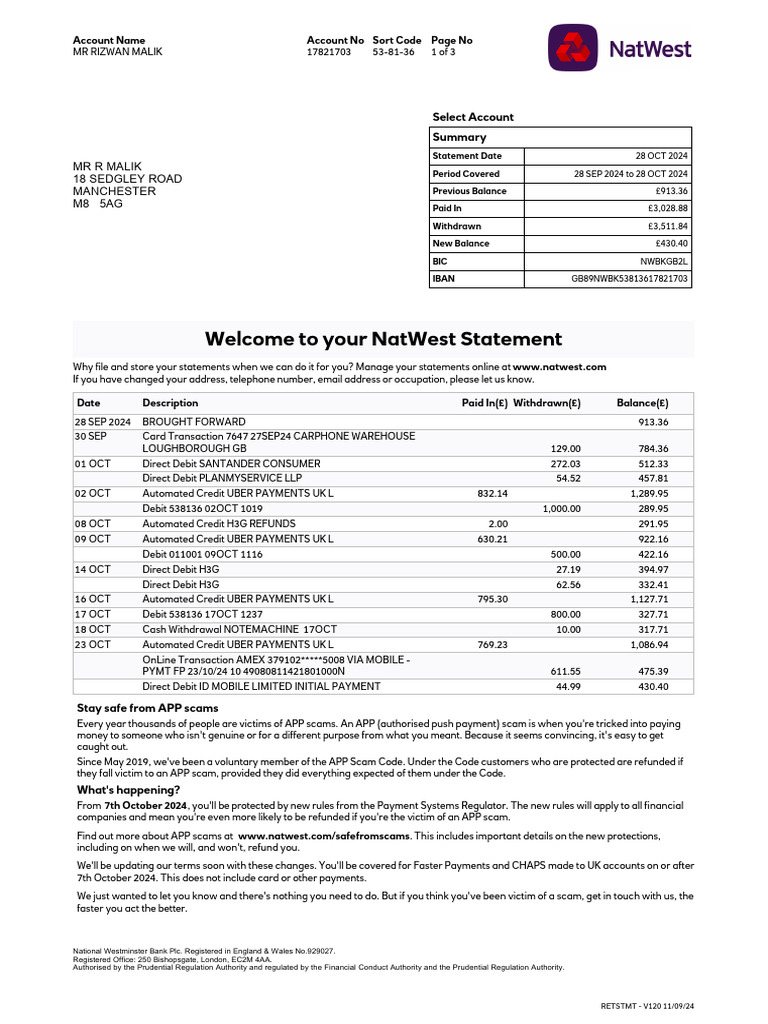 PlanMyService LLP Bank Statement | PDF | Overdraft | Financial Services