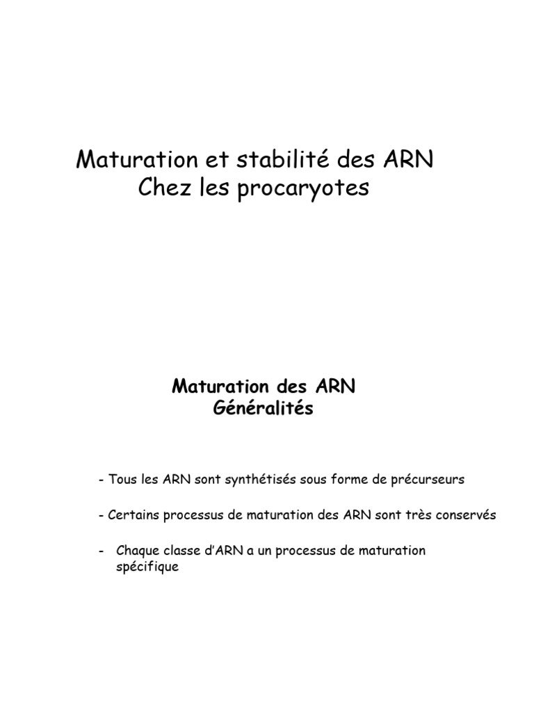 Maturation et stabilité des ARN procaryotes | PDF | Traduction ...