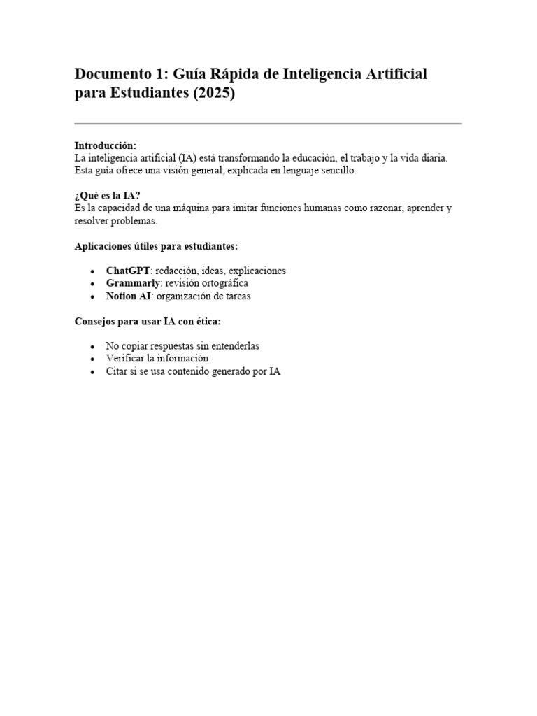 Guía de IA para Estudiantes 2025 | PDF