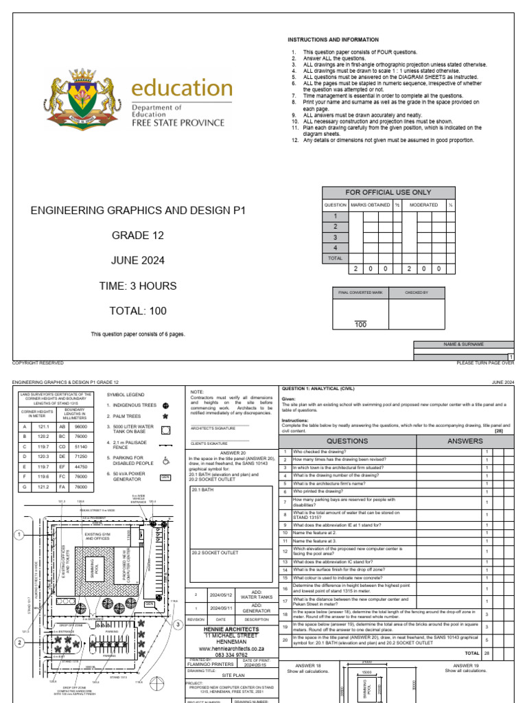 Grade 12 EGD June 2024 Exam Paper | PDF | Door | Technical Drawing