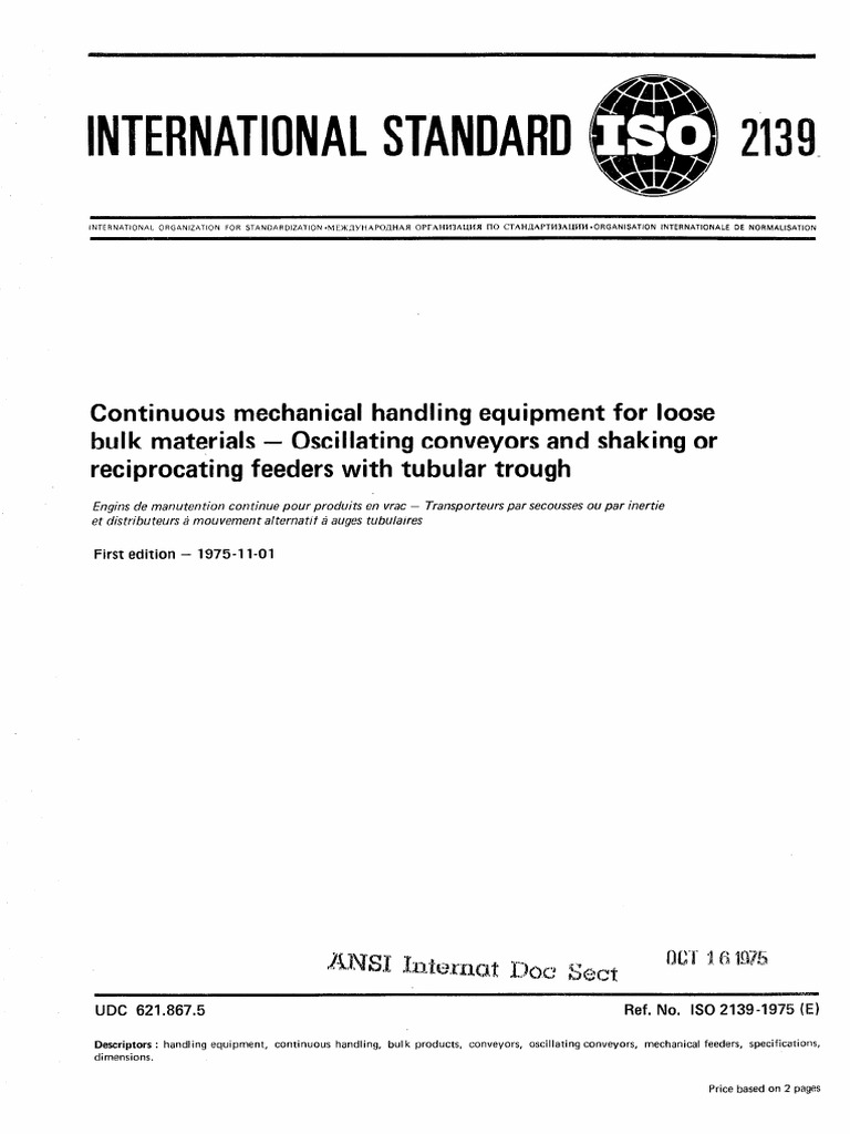 ISO 2139: Oscillating Conveyors Standard | PDF | International ...