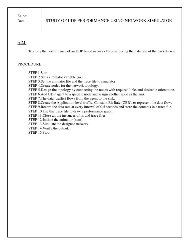 Study of Udp Performance Using Network Simulator | PDF