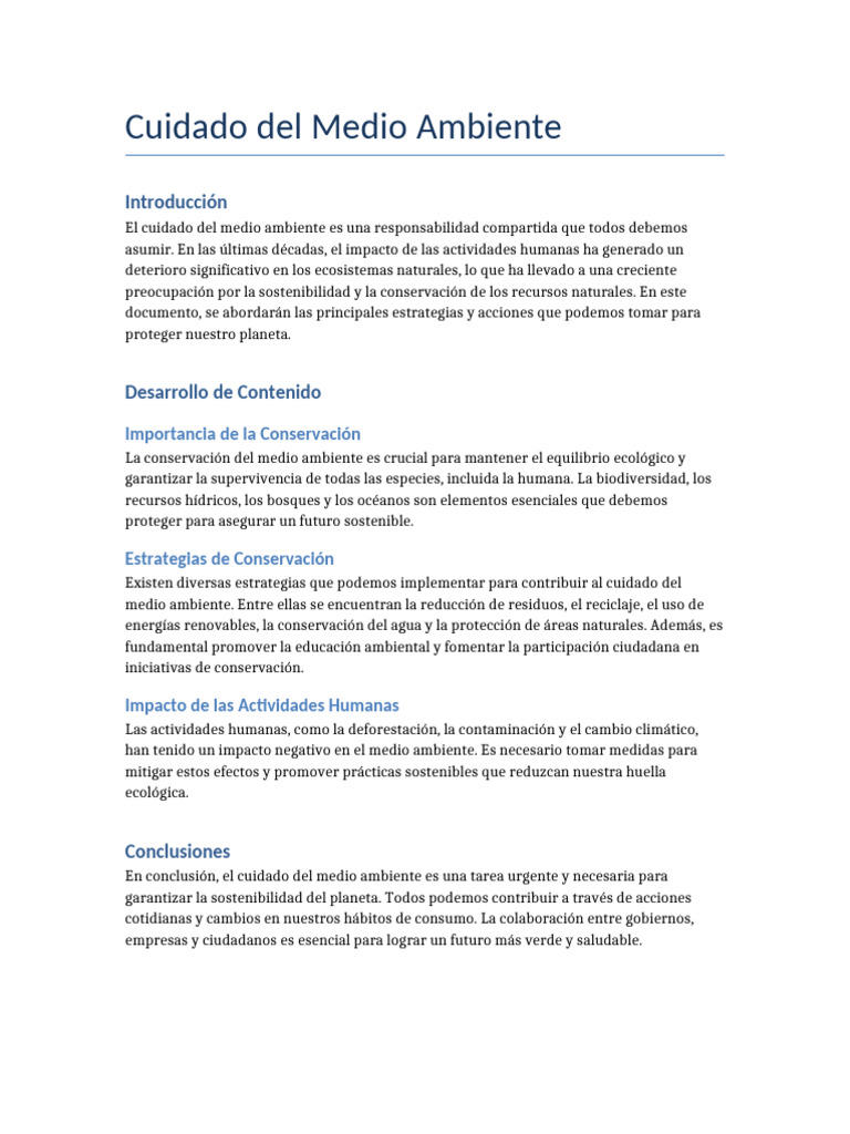 Estrategias para Cuidar el Medio Ambiente | PDF