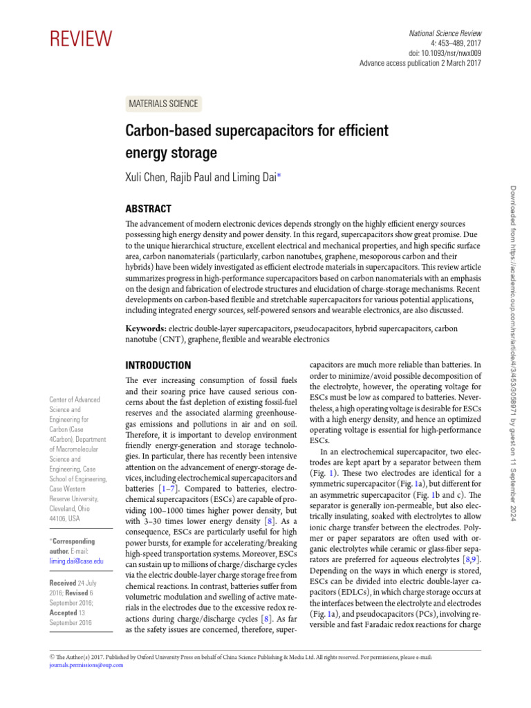Carbon Nanomaterials in Supercapacitors | PDF | Carbon Nanotube | Graphene