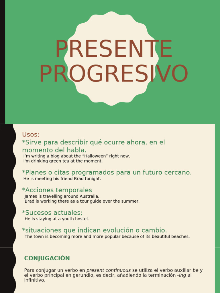 Usos y conjugación del presente continuo | PDF | Tipología Lingüística ...