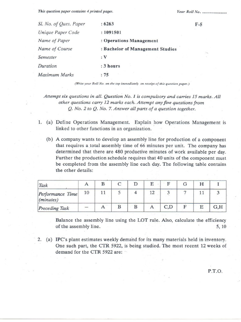 BMS Semester V 2015 | PDF