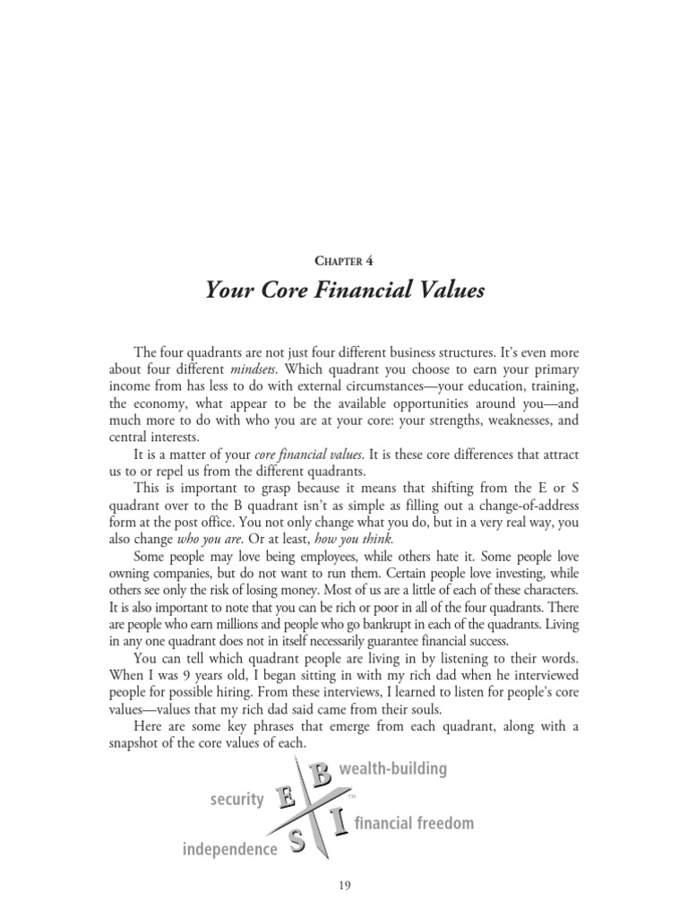 Your Core Financial Values: Mindsets | PDF | Investing | Entrepreneurship