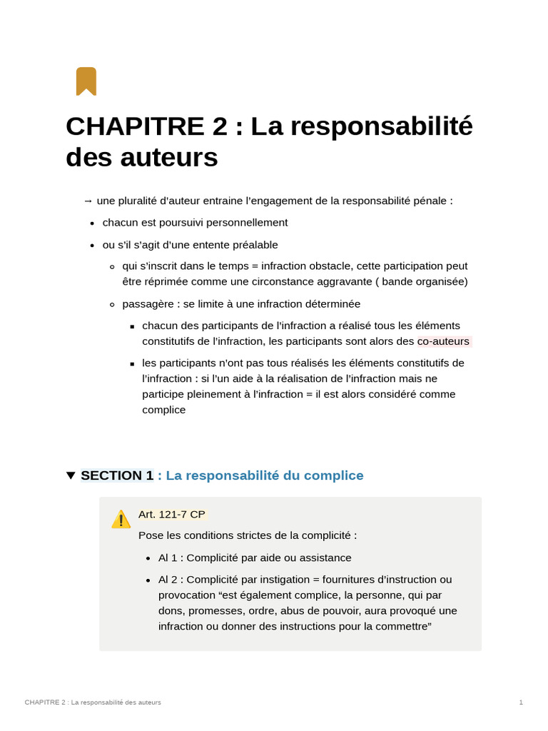 Responsabilité pénale des complices | PDF | Aider et encourager ...