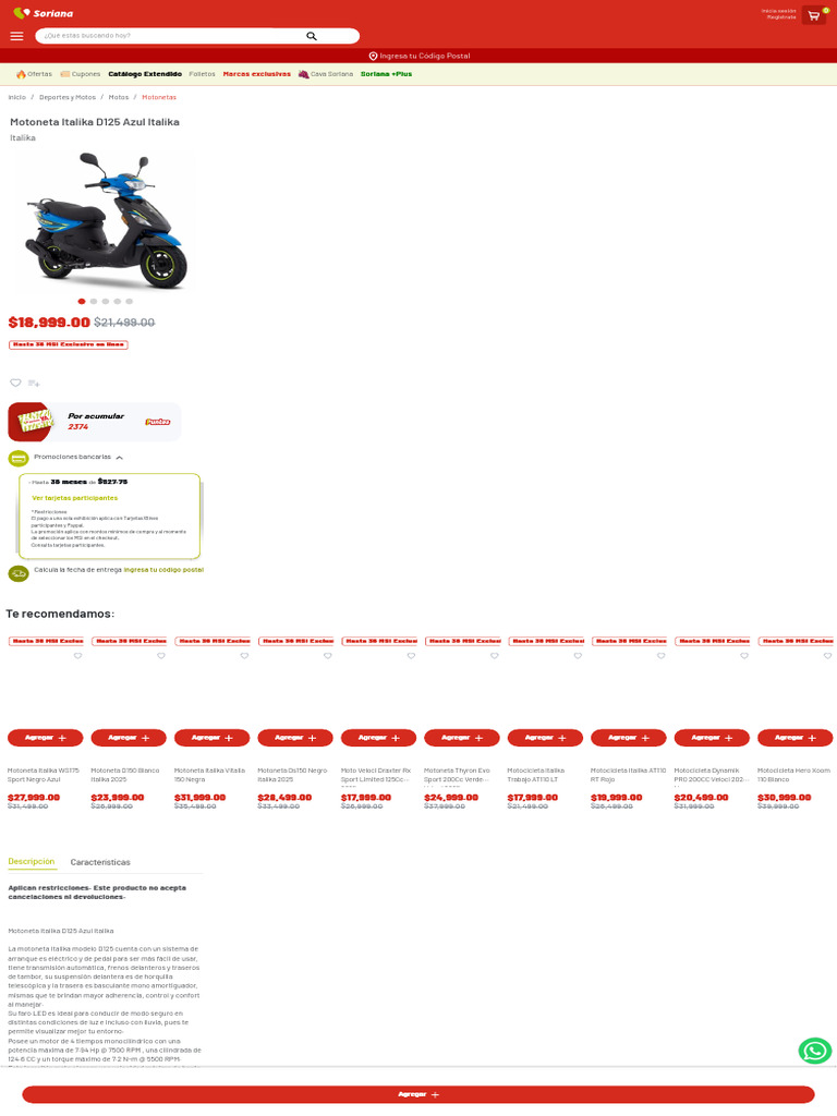 Motoneta Italika D125 Azul 2022 | PDF | Motocicleta | Vehículo de motor