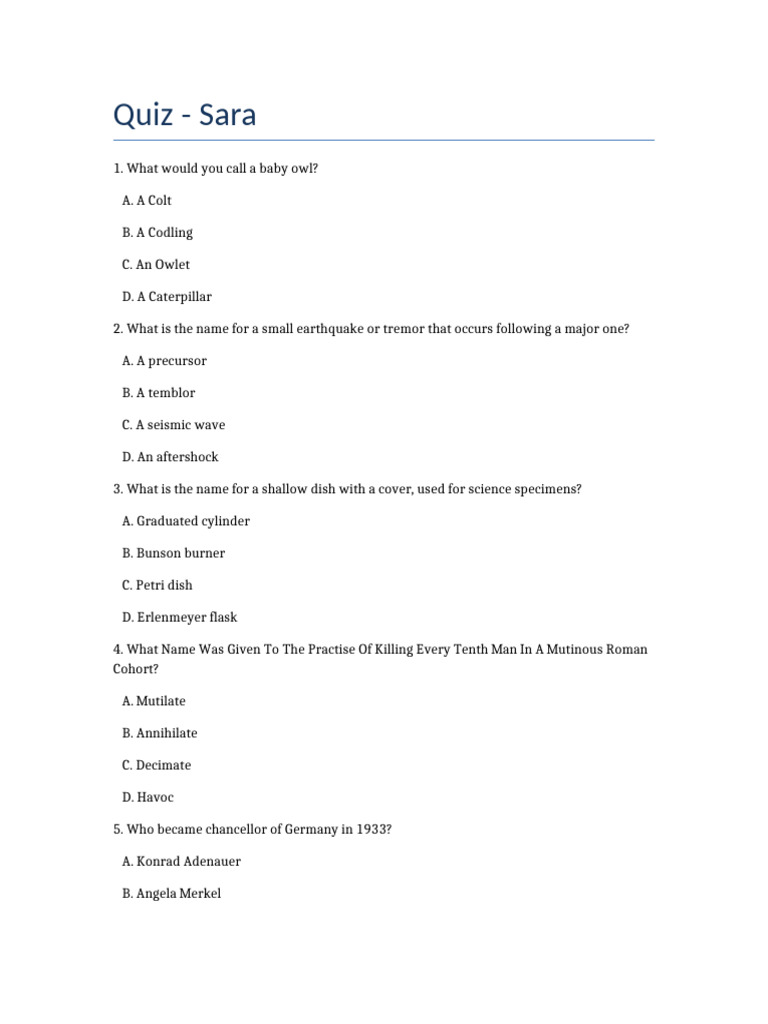Fun Quiz on General Knowledge Facts | PDF