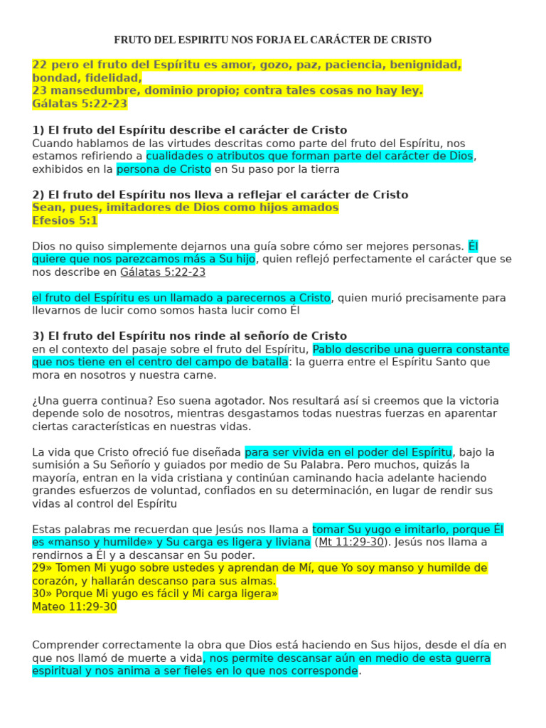 Forjando el carácter de Cristo en nosotros | PDF | Fruto Del Espiritu ...