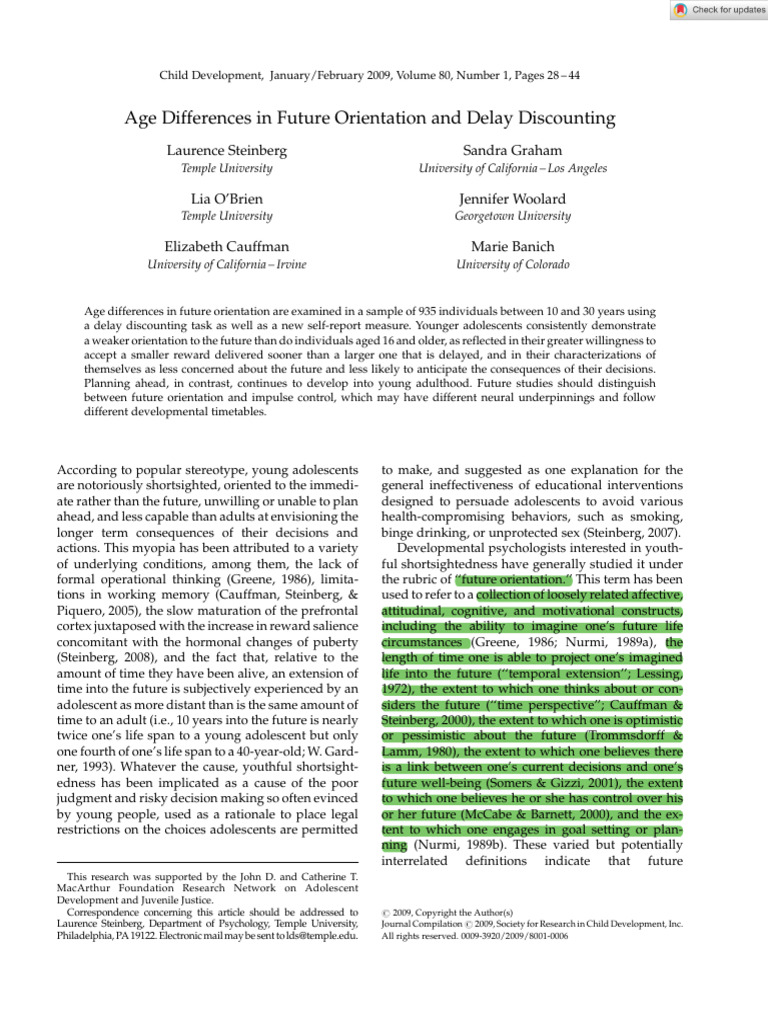 Age Differences in Future Orientation | PDF | Wechsler Adult ...