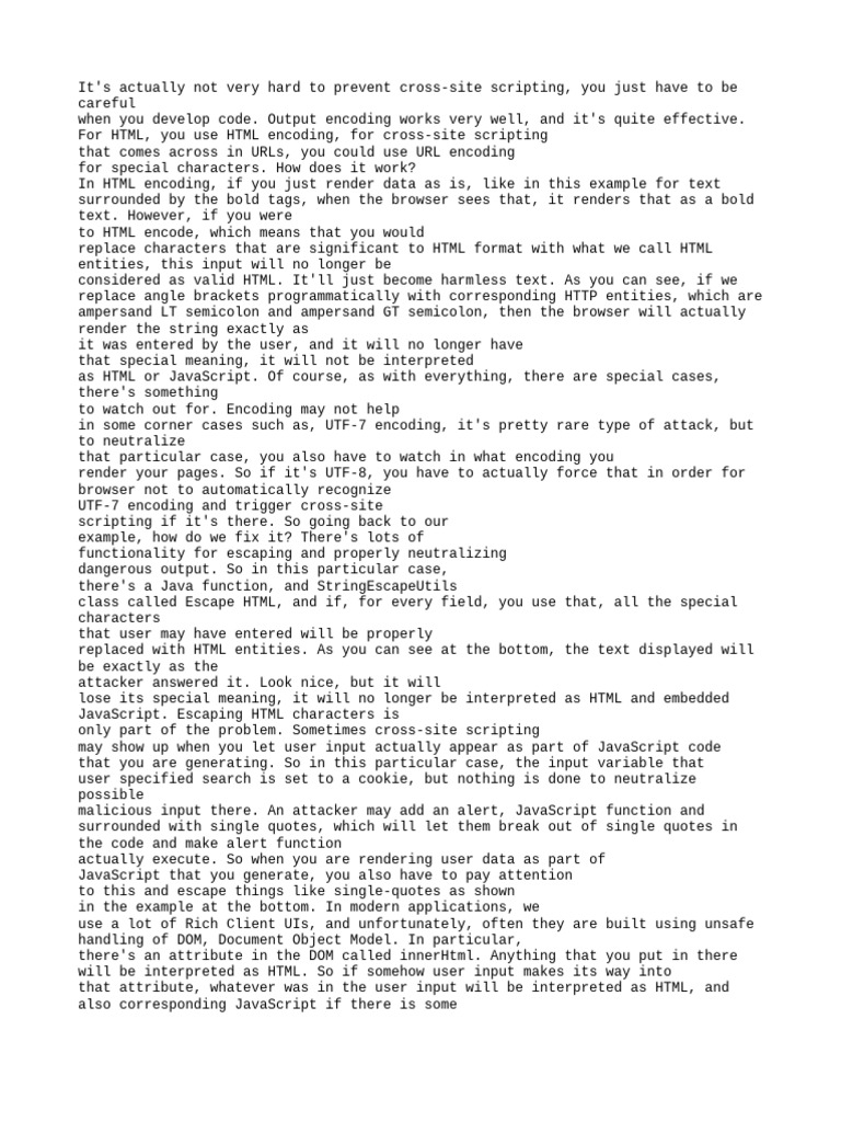 Preventing Cross-Site Scripting Attacks | PDF | Html | Java Script