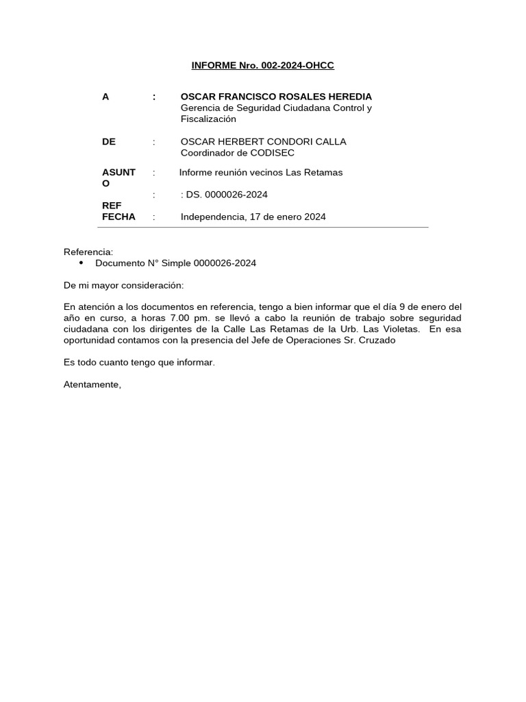 Informe Condori Ds.0000026-2024 | PDF