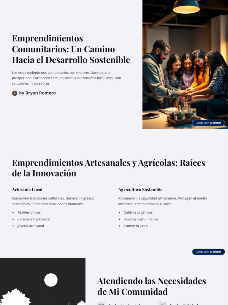Emprendimientos Comunitarios Un Camino Hacia El Desarrollo Sostenible | PDF