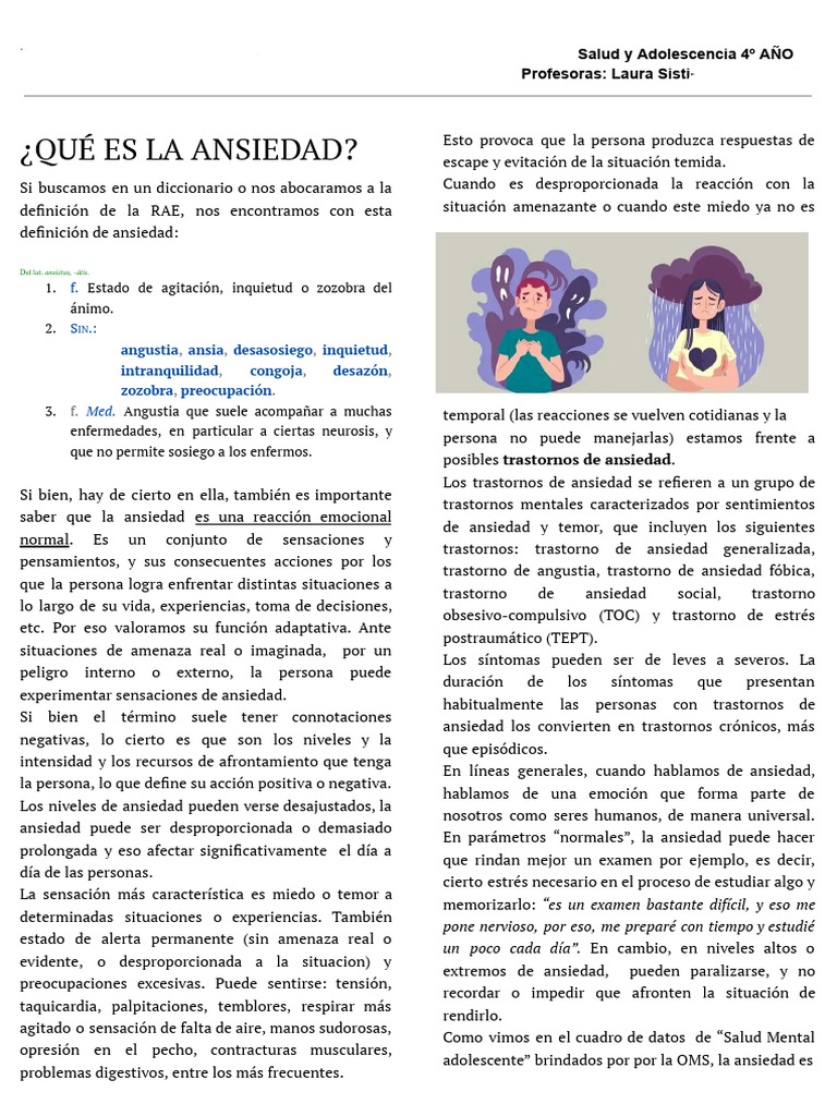 Ansiedad en la Adolescencia: Causas y Manejo | PDF | Ansiedad ...