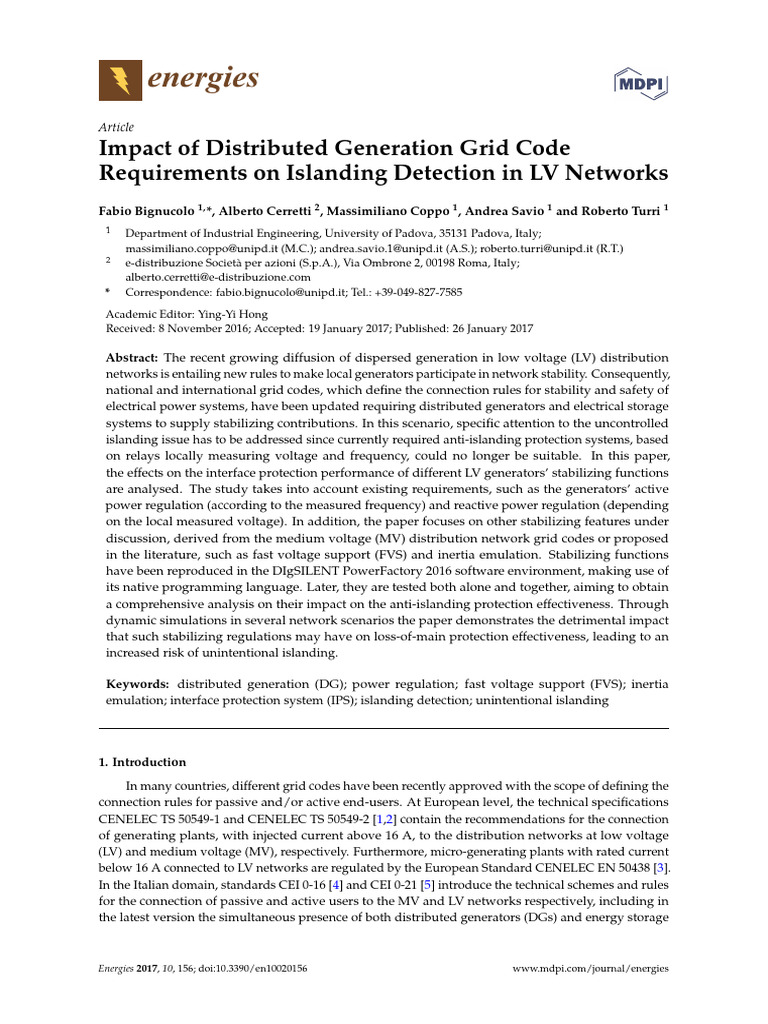 4 Impact of Distributed Generation Grid Code Requirements On Islanding ...