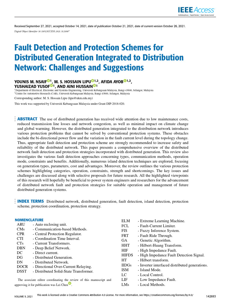 0 Fault Detection and Protection Schemes For Distributed Generation ...