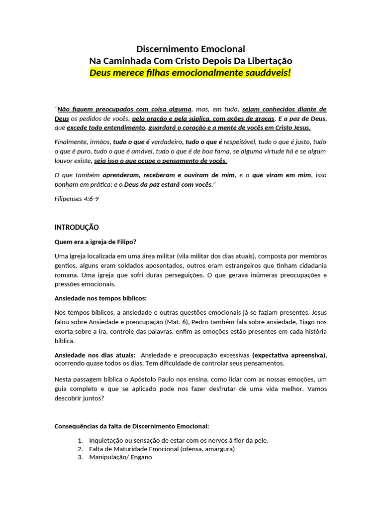 Discernimento Emocional CURADOS 2025 | PDF | Oração | Deus