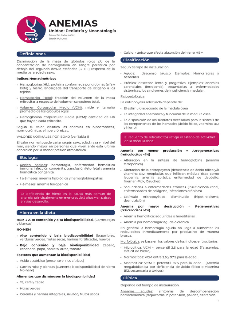 Clasificación y diagnóstico de anemias | PDF | Anemia | Glóbulo rojo