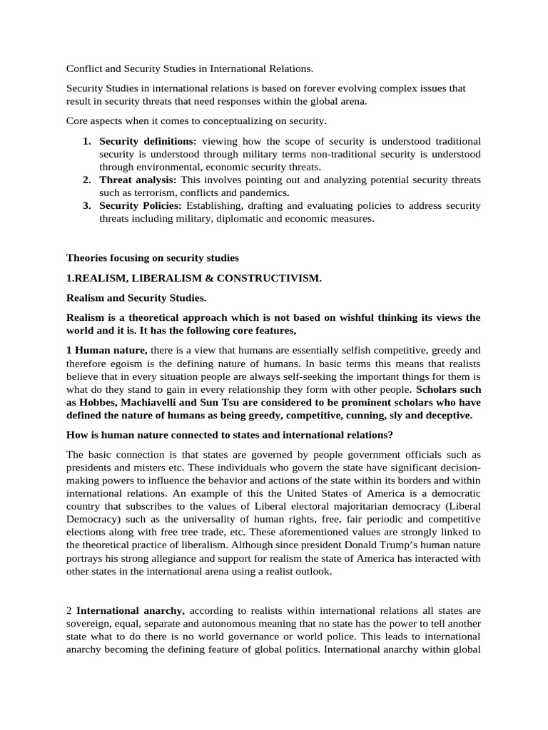Conflict and Security Studies Overview | PDF | International Relations ...