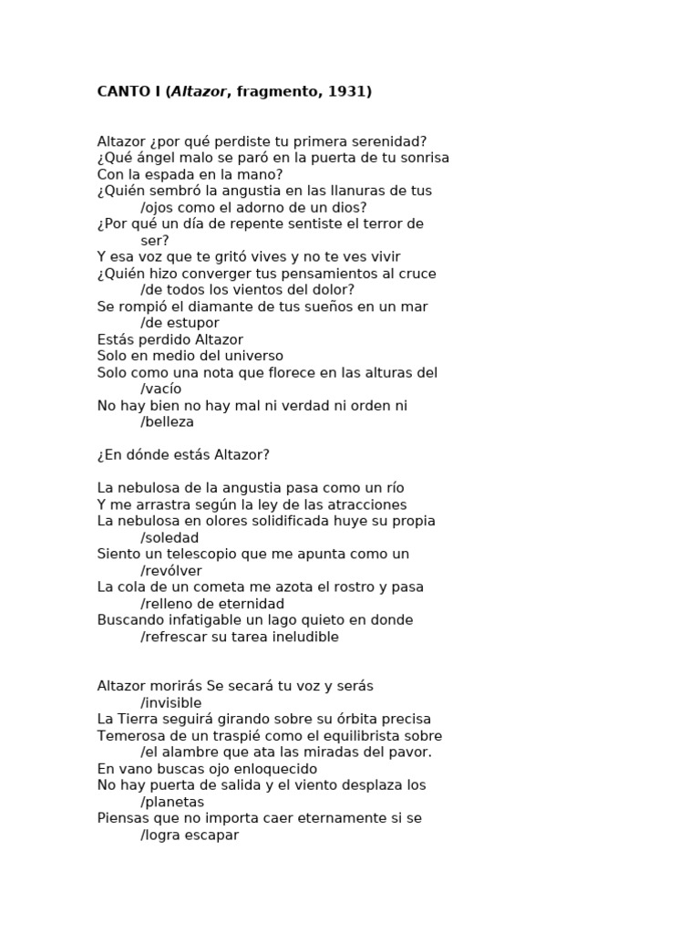Altazor: Reflexiones del Canto VII | PDF | Astronomía