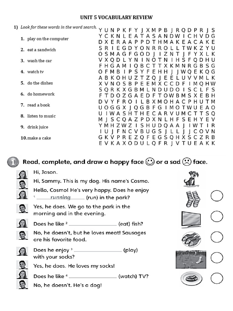 Unit 5 Vocabulary Ang Grammar Review Worksheet 3 | PDF
