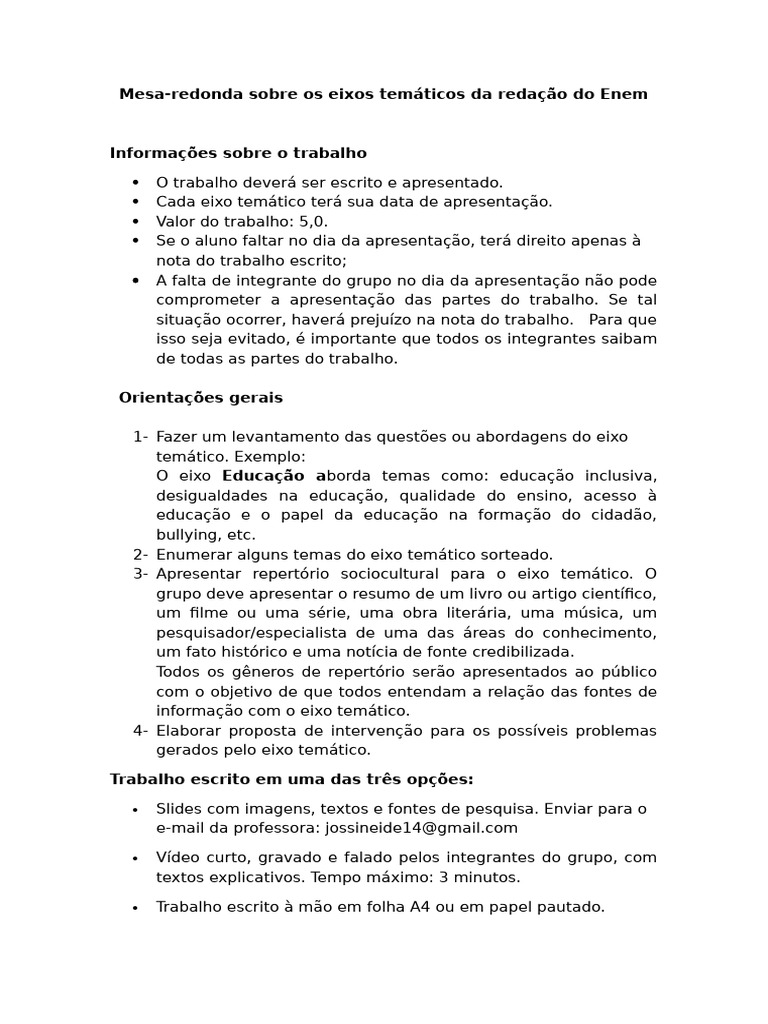 Eixos Temáticos da Redação do Enem | PDF