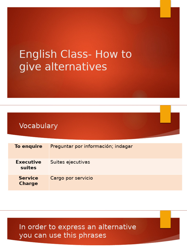 English Class - How To Give Alternatives | PDF