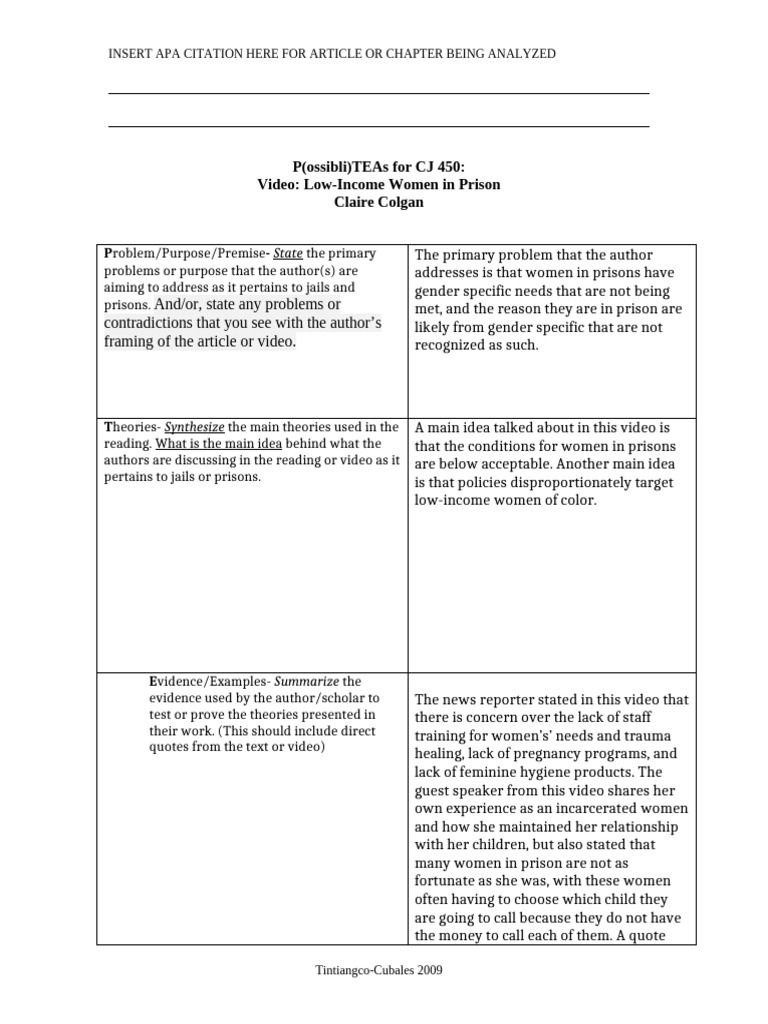 Claire Colgan - CJ 450 PTEA Document-2 | PDF | Prison