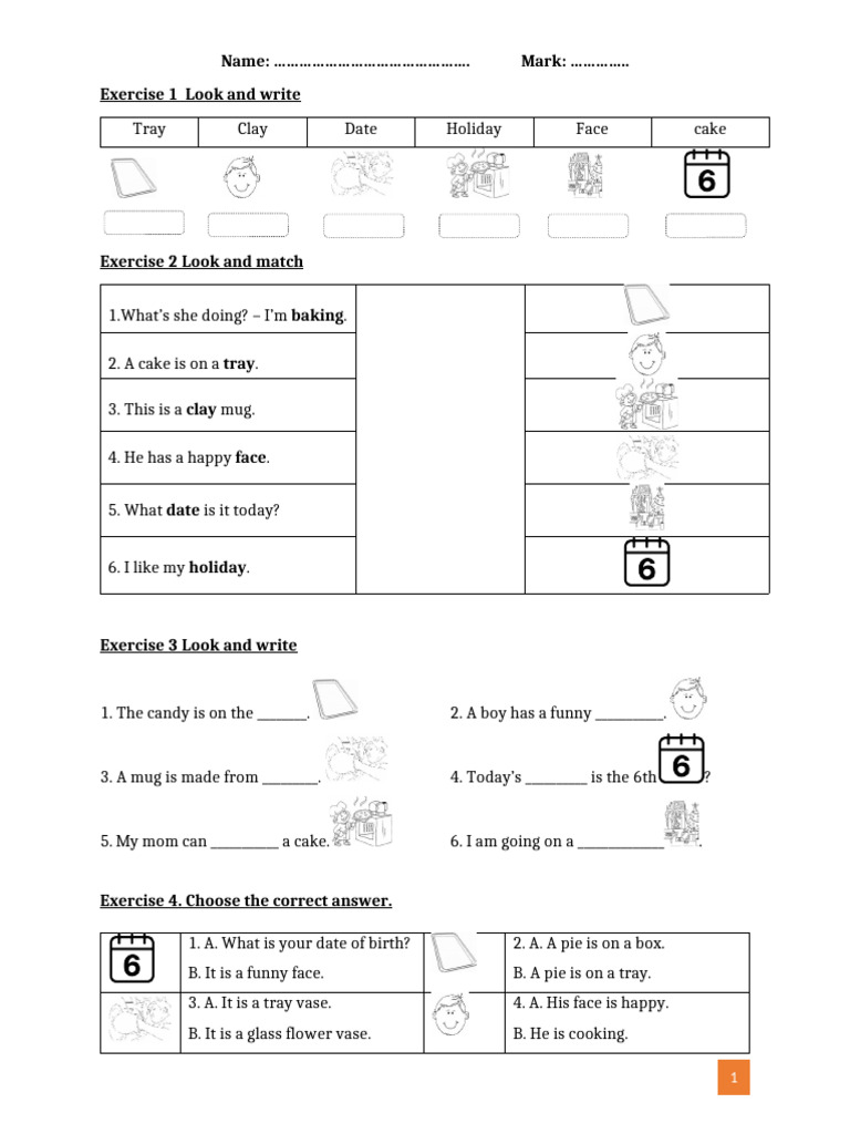 Fun English Exercises for Kids | PDF | Cakes | Baking