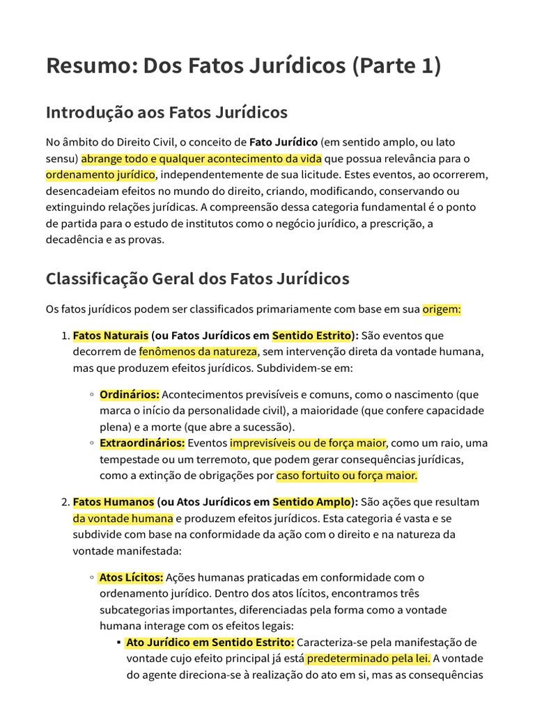 Fatos Jurídicos: Conceitos e Classificações | PDF | Justiça | Crime e ...