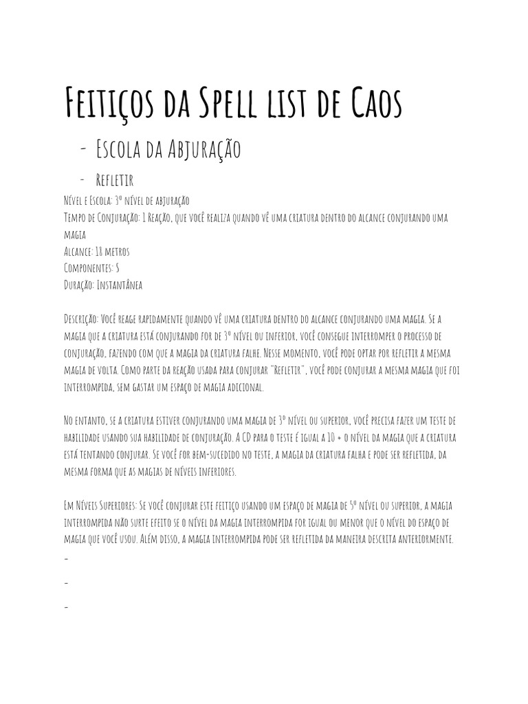 Feitiços da Magia do Caos | PDF | Tempo
