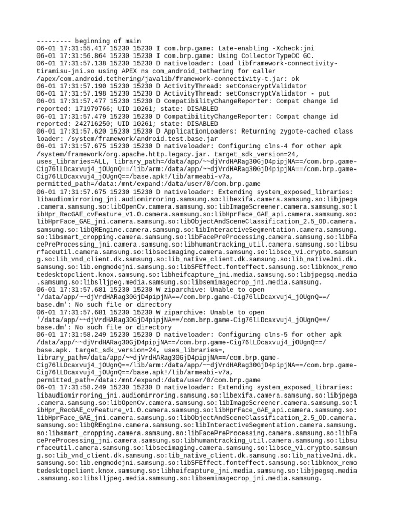 Android Game Initialization Logs | PDF | Java (Programming Language ...