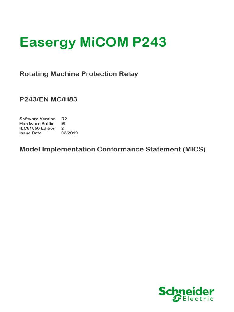 MiCOM P243 MICS for IEC61850 Compliance | PDF | Data Type | Data Model