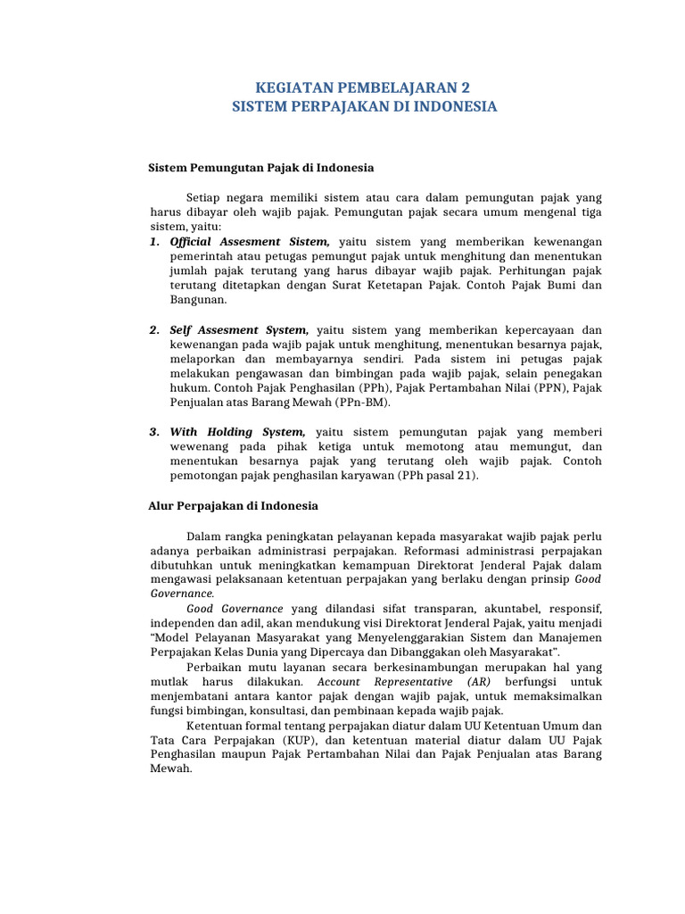 Sistem Perpajakan di Indonesia | PDF