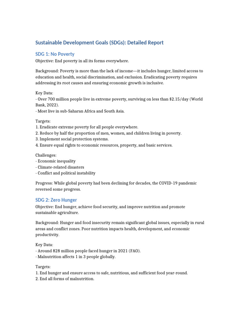 SDG 1 2 3 Detailed Report | PDF | Hunger | Poverty