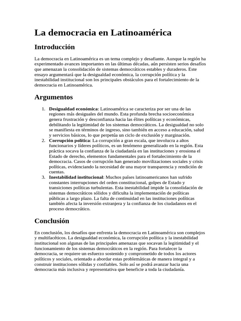 Desafíos de la democracia en Latinoamérica | PDF | Democracia ...
