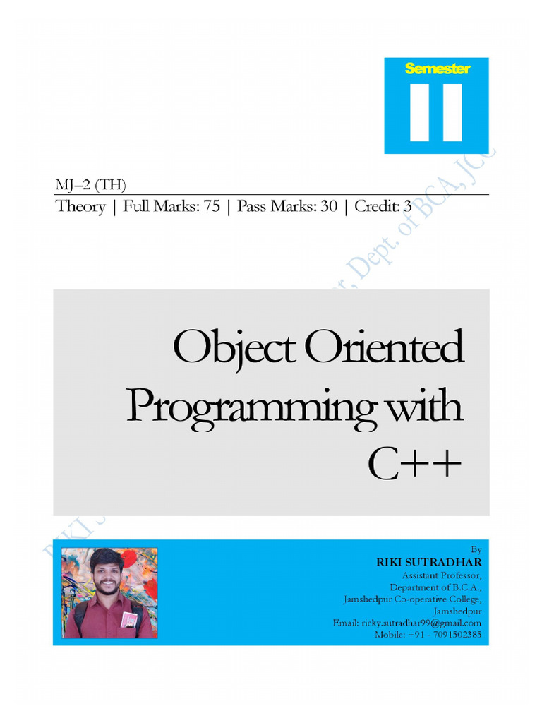 Introduction To Object Oriented Programming and C++ | PDF