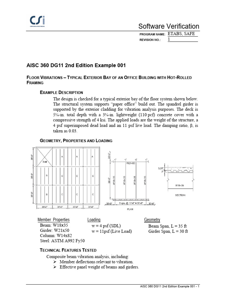 AISC DG11 Vibration Analysis Example | PDF | Beam (Structure ...