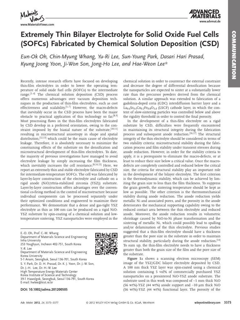 YSZ-GDC Oh - Extremely Thin Bilayer Electrolyte For Solid Oxide Fuel ...