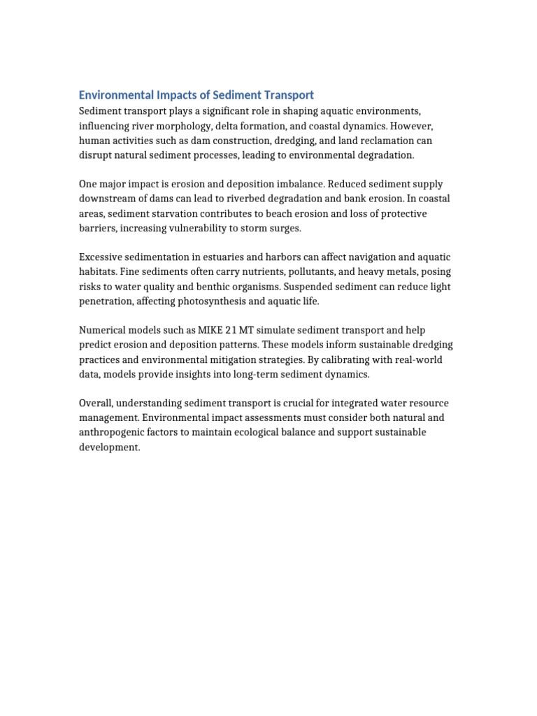 Environmental Impacts of Sediment Transport Expanded | PDF