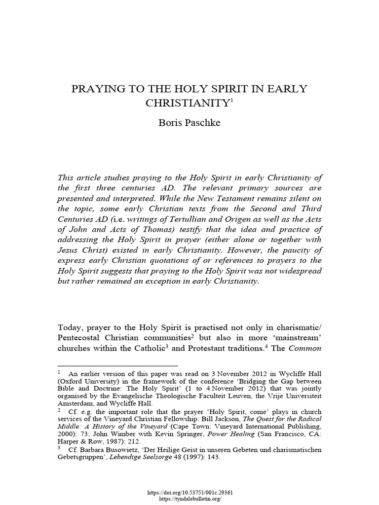 Early Christian Prayer to the Holy Spirit | PDF | God The Father ...
