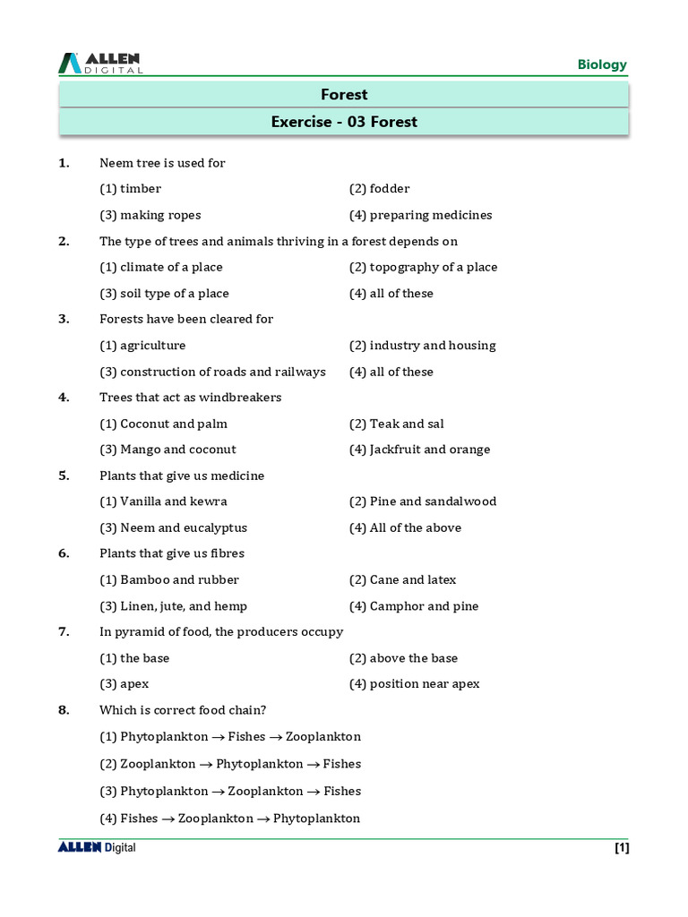Exercise 03 Forest Advance 1663672210993 | PDF | Ecosystem | Nature